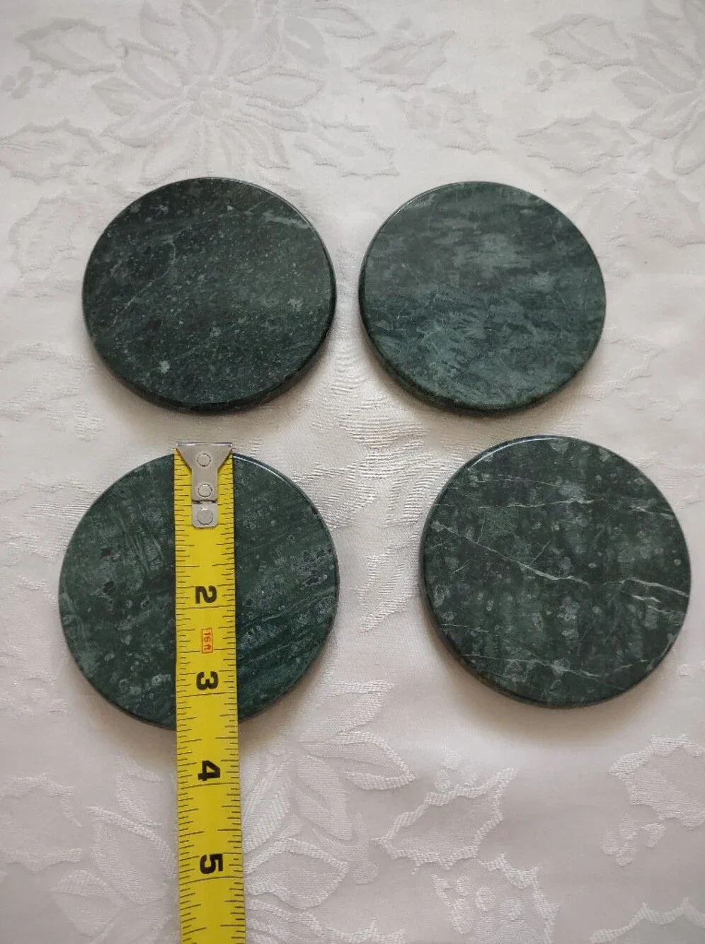 4 Green Marble Round Coasters